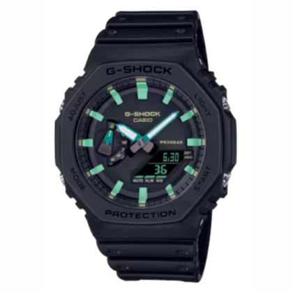 Casio G-Shock Teal and Brown Series GA-2100RC-1A Black Resin Band Men Sport Watch